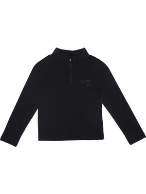 Sisley Kız Çocuk Sportswear Sweatshirt Fermuarlı Dik Yaka Body Siyah
