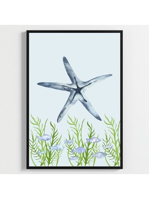 Besay Deep Blue:suluboya Okyanus Esintisi Çocuk Odası Posteri–dekoratif 3lü Set A2 Çerçevesiz