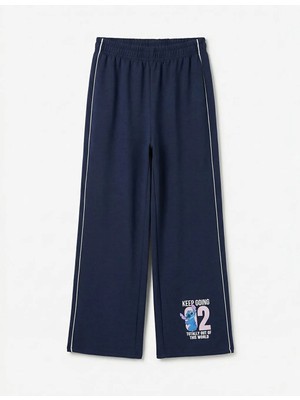 LC Waikiki Lcw Kids Lacivert Stitch Baskılı Kız Çocuk Eşofman Altı