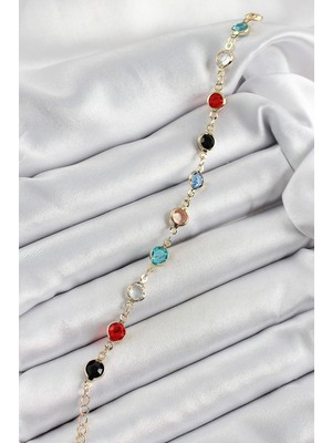 Oska Global Pirinç Asorti Model Gold Renk Zirkon Taşlı Kadın Bileklik - Lisinya