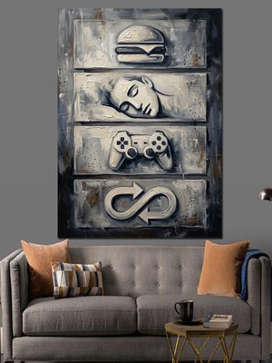 Karizma Tablo Ye Uyu Oyna Oyuncu Temalı Dekoratif Kanvas - Mdf Ahşap Tablo