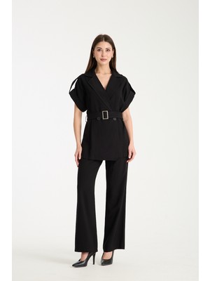 Miramore Butik Kadın Kemer Detaylı Kruvaze Yaka Takım