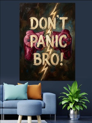 Tablomega Don't Panic Bro Yazılı Kalp Dekoratif Kanvas - Mdf Ahşap Tablo