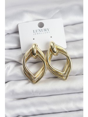 Oska Global Vintage Gold Renk Pirinç Kadın Küpe - Lisinya