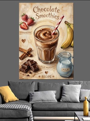 Tablomega Çikolatalı Smoothie Hazırlanışı Afiş Dekoratif Kanvas - Mdf Ahşap Tablo