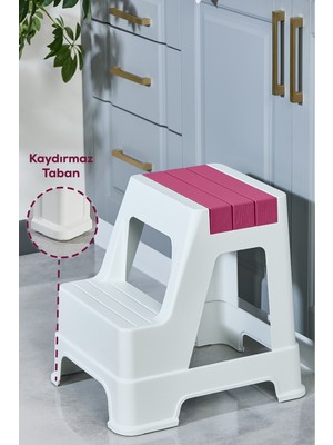 Vienev Plastik Basamaklı Tabure Pembe