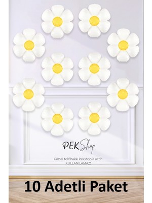 Pekshop 10 Adet Küçük Papatya Folyo Balon Paketi 10LU 40CM Papatya Folyo Balon