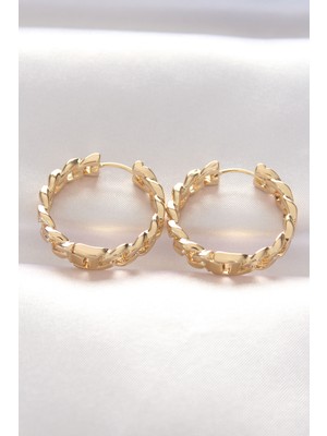 Oska Global Pirinç Gold Renk Zincir Model Halka Küpe - Lisinya