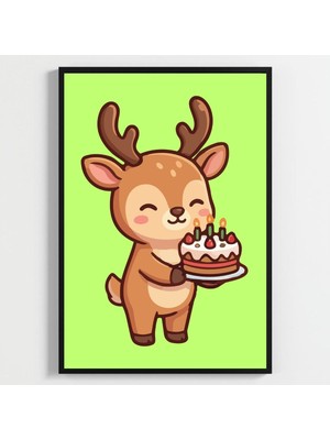 Besay Eğlenceli Geyik Çocuk Odası Posteri–dekoratif 3lü Set A3 Çerçevesiz
