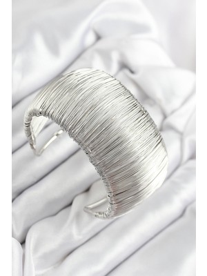 Oska Global Pirinç Tel Sarma Model Gümüş Renk Kadın Bileklilk - Lisinya