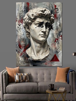 Karizma Tablo Michelangelo David Heykeli Modern Sanat Dekoratif Kanvas - Mdf Ahşap Tablo