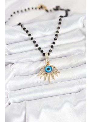 Oska Global 316L Çelik Zincir Kristal Boncuklu Göz Model Kadın Kolye - Lisinya