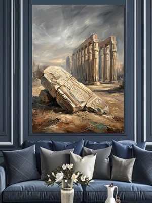 Tablomega Antik Tapınak Harabeleri Manzara Tablosu Dekoratif Kanvas - Mdf Ahşap Tablo