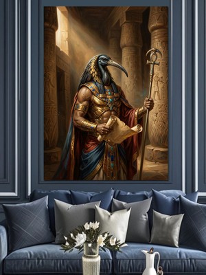 Tablomega Antik Mısır Tanrısı Thoth Tablosu Dekoratif Kanvas - Mdf Ahşap Tablo