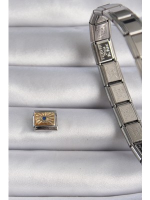 Oska Global 316L Çelik Gümüş Renk Altın Göz Işlemeli Nomination Charm - Lisinya