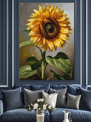 Karizma Tablo Tek Başına Açan Büyük Ayçiçeği Dekoratif Kanvas - Mdf Ahşap Tablo