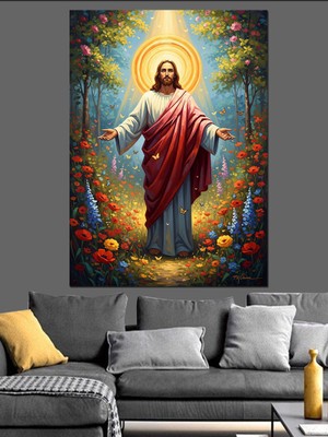 Tablomega Isa Peygamber ve Doğa Tablosu Dekoratif Kanvas - Mdf Ahşap Tablo