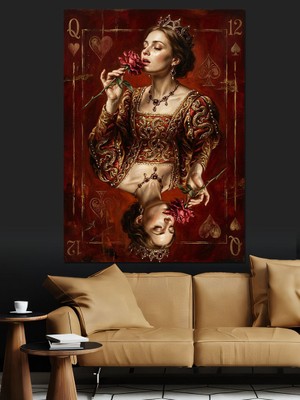 Tablomega Elinde Gül Tutan Antik Kraliçe Dekoratif Kanvas - Mdf Ahşap Tablo