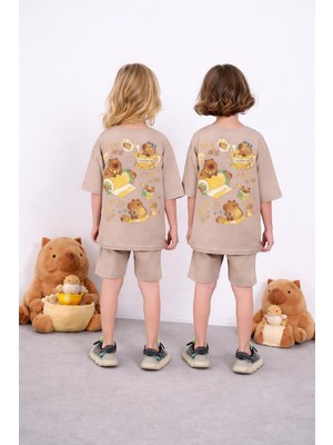 Cg Kids Capybara Unisex Kız Çocuk & Erkek Çocuk Alt Üst Takım Süper Kalite Sırt Baskı Detaylı