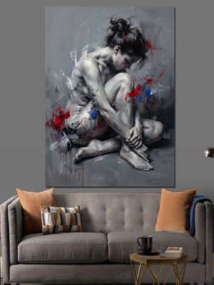 Tablomega Sanatsal Boya Lekeli Kadın Büstü Dekoratif Kanvas - Mdf Ahşap Tablo