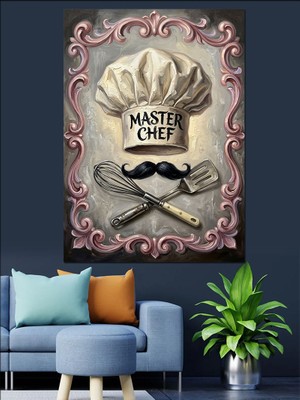 Tablomega Master Chef Mutfak Kuralları Tabelası Dekoratif Kanvas - Mdf Ahşap Tablo