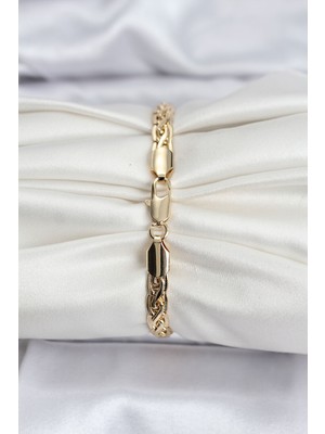 Oska Global 14K Gold Renk Kaplama Lazer Zincir Model cm Kadın Bileklik - Lisinya