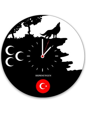 heptex Kişiye Özel Hediyelik Dekoratif Bozkurt Temalı Duvar Saati