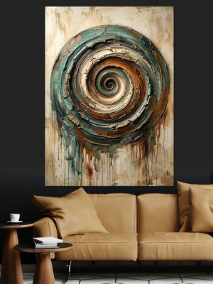 Karizma Tablo Yeşil Mermer Dokulu Sarmal Girdap Dekoratif Kanvas - Mdf Ahşap Tablo