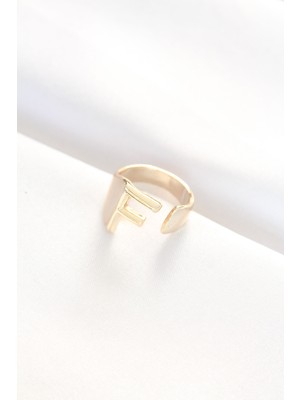 Oska Global F Harfli Altın Renk Ayarlanabilir Yüzük - Lisinya