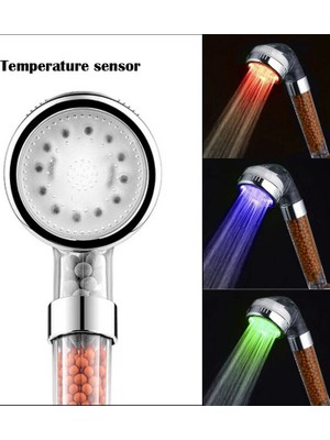 Oska Global Tasarruflu Boncuklu Ledli Duş Başlık-Pil Veya Elektrik Gerekmez Kinetik Enerjili ( Lisinya )