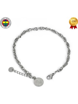 Fenerbahçe Fb Çift Halka Çelik Bileklik Gümüş Renkli Ayarlanabilir Paslanmaz Çelik Malzeme