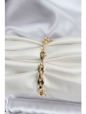 Oska Global 14K Gold Renk Kaplama Kahve Çekirdeği Model cm Kadın Bileklik - Lisinya