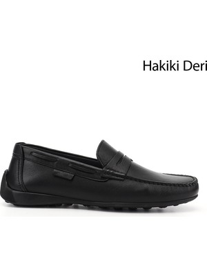 Gönderi(r) Erkek Siyah  Rok Hakiki Deri Loafer Ayakkabı