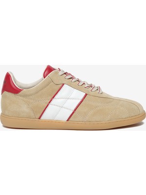 Greyder Erkek Bej Kırmızı Hakiki Deri Sneaker Ayakkabı 6Y1SA18960