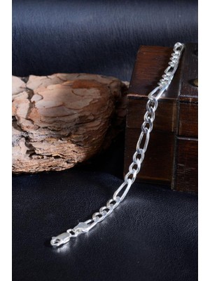 Innuendo Jewelry 925 Ayar Gümüş Figaro Zincir Erkek Bileklik