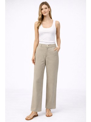 Vena Holly Geniş Paça Yumuşak Dokulu Lyocell Pantolon-Açık Yeşil