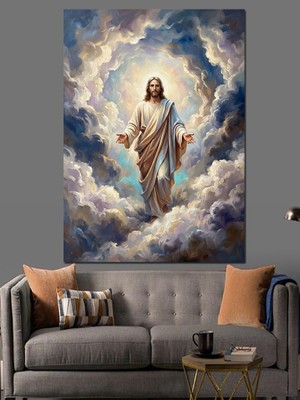 Karizma Tablo Bulutlar Içinde Yürüyen Hz. Isa Dekoratif Kanvas - Mdf Ahşap Tablo