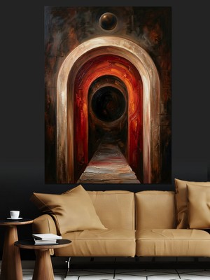 Karizma Tablo Kırmızı Tünel ve Derinlik Sanatı Dekoratif Kanvas - Mdf Ahşap Tablo