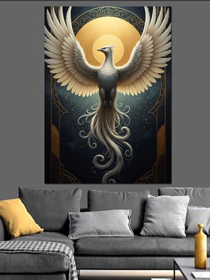 Karizma Tablo Küllerinden Doğan Altın Anka Kuşu Dekoratif Kanvas - Mdf Ahşap Tablo
