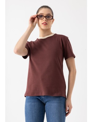 i8 Denim Kontrast Yaka Basic T-Shirt