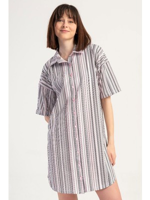 Vienetta Kadın Kısa Kol Önden Düğmeli Açık Pembe Tunik C8T3N0105