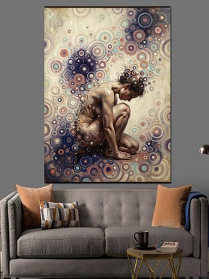 Karizma Tablo Renkli Mandala Desenli Meditasyon Kadın Dekoratif Kanvas - Mdf Ahşap Tablo