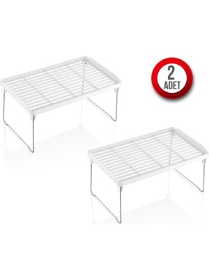 Tidy Home 2 Adet Dolap Içi Raf Düzenleyici Organizer Çay Bardak Fincan Banyo Metal Ayaklı Raf