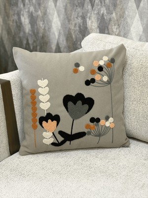 Zeora Home Dekoratif Pamuklu Kırlent Kılıfı Çiçek Desenli Modern Bohem Etnik Salon Çift Katlı Kumaş
