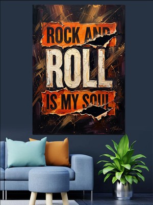Karizma Tablo Rock And Roll Is My Soul Dekoratif Kanvas - Mdf Ahşap Tablo
