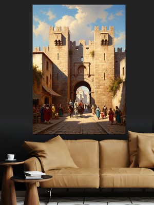 Karizma Tablo Antik Şehir Kapısı ve Kalabalık Dekoratif Kanvas - Mdf Ahşap Tablo