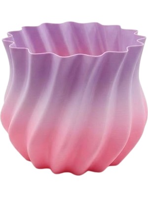 Oska Global 3D Kıvrımlı Pembe Lila Vazo Modern Dekoratif Şık Ev Aksesuarı - Lisinya