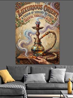 Karizma Tablo Nostaljik Nargile Keyfi Retro Afiş Dekoratif Kanvas - Mdf Ahşap Tablo