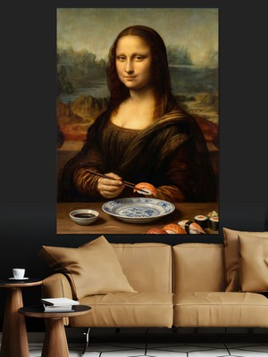 Karizma Tablo Mona Lisa Modern Yemek Masasında Dekoratif Kanvas - Mdf Ahşap Tablo