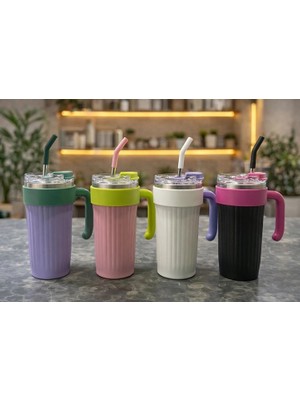 AyrStore Buğz Isı Muhafazalı Kulplu ve Pipetli Çelik Termos Kupa ALK4632